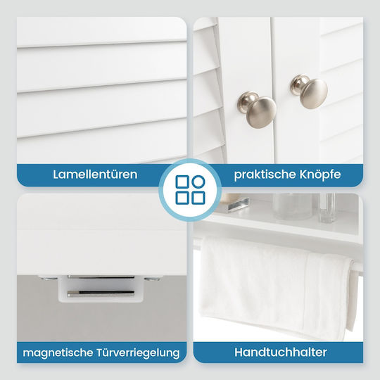 Costway Bathroom Cabinet L58xW22xH75cm White
