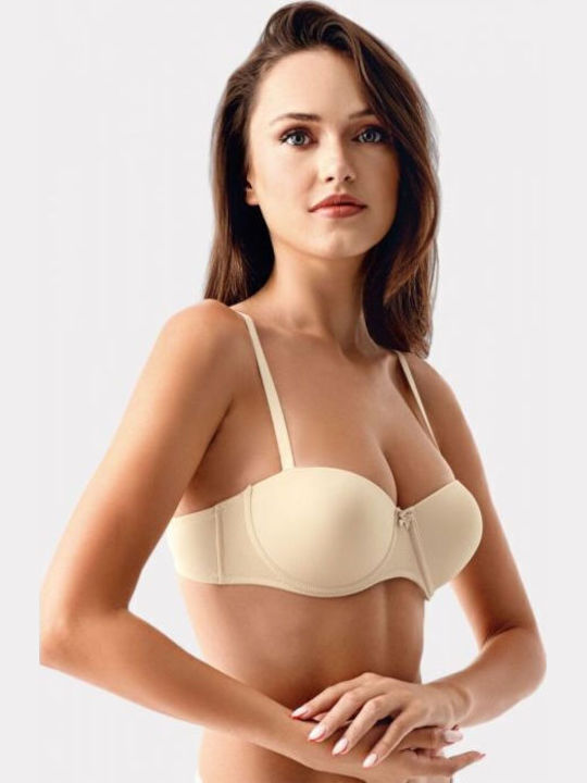 Balconette Push Up Balconette Strapless Bra Beige