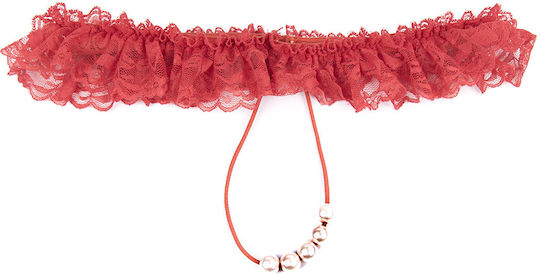Lace Pearl Sexy Panties One Size Red