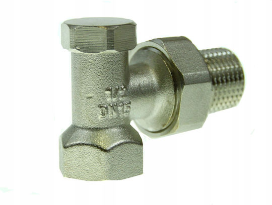 Diamond Ъглов Никелиран Радиаторен Спирателен Кран 1/2" Art.65-1/2.ok