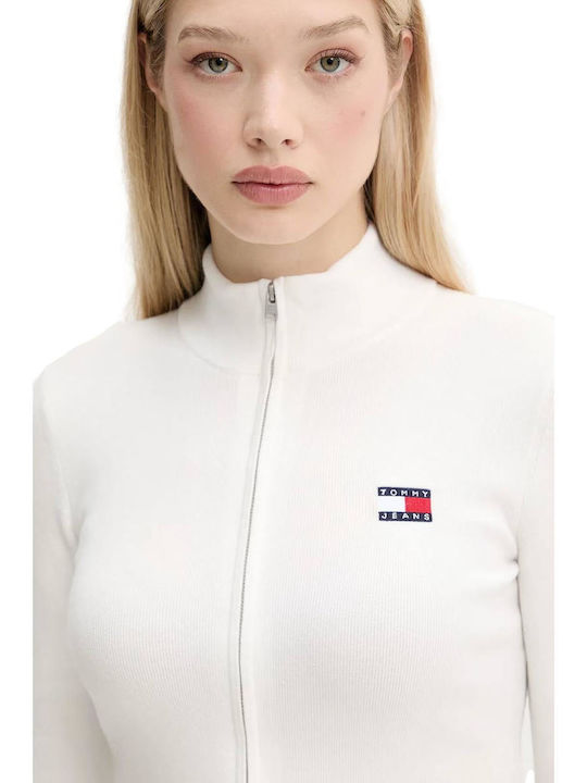 Women's Knitted Cardigan with Zipper White