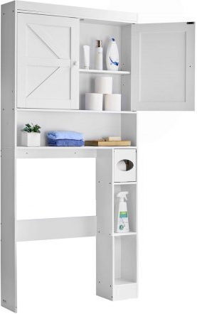 Vevor Floor Bathroom Shelf Wooden White