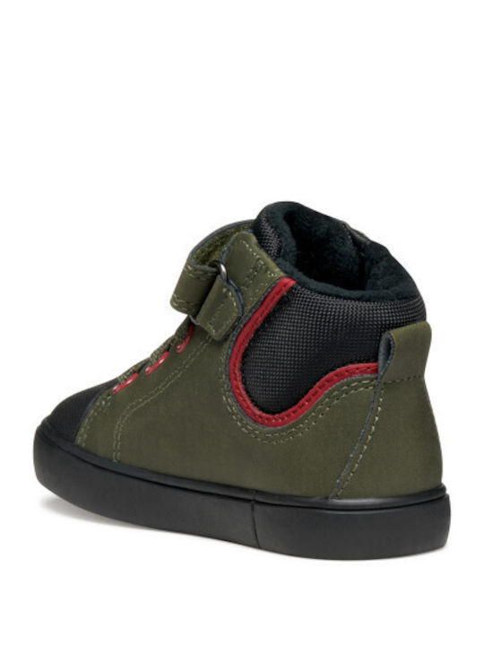 Baby Gisli Leather Kids Boots with Velcro Green
