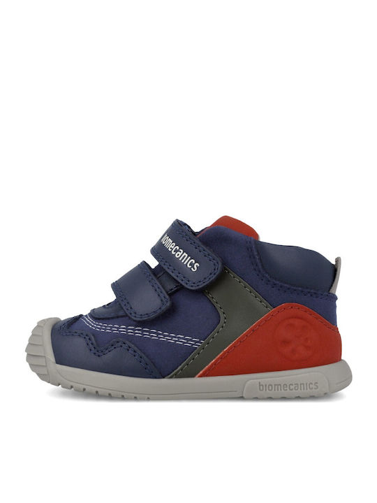 Ocean Anatomical Leather Kids Boots with Velcro Blue