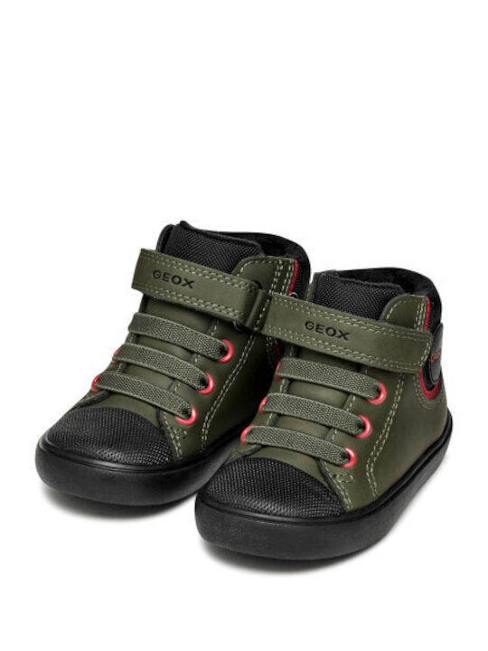 Baby Gisli Leather Kids Boots with Velcro Green