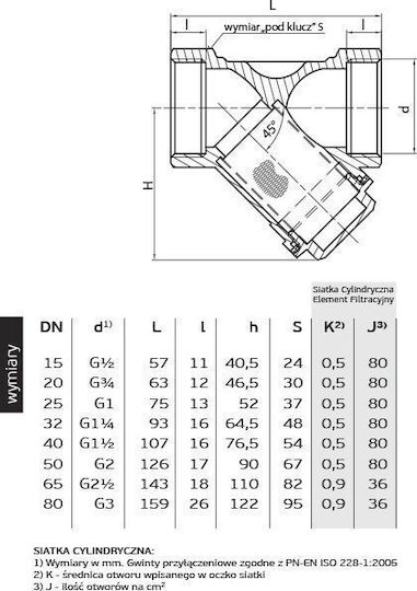 Perfexim Filter Messing 1" 03-060-0250-000