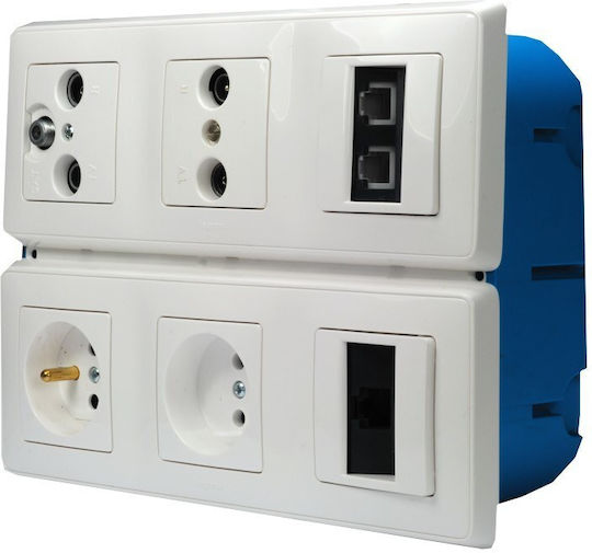 Кутия За Монтаж Multibox2 За Кухи Стени Шест Отсека Fi6x60 Синя P6x60d