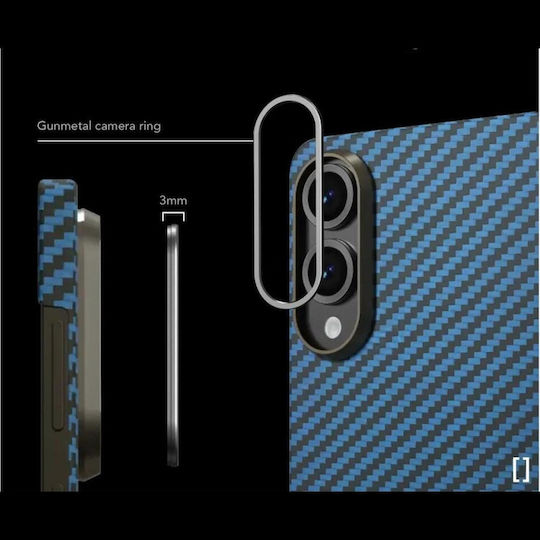 Samsung Galaxy S25 Edge Nekit Fiber Hartes Magsafe Aramid Fiber 1mm 1500d Kevlar Blau