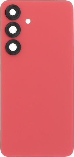 Samsung Galaxy S25 Battery Door + Battery Door Adhesive + Back Camera Lens Bezel Coral Red OEM