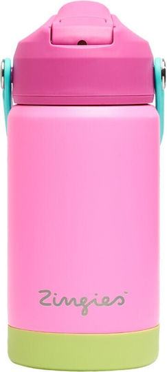 Zingies Kinderflasche Thermos Rostfreier Stahl mit Strohhalm Türkis 350ml