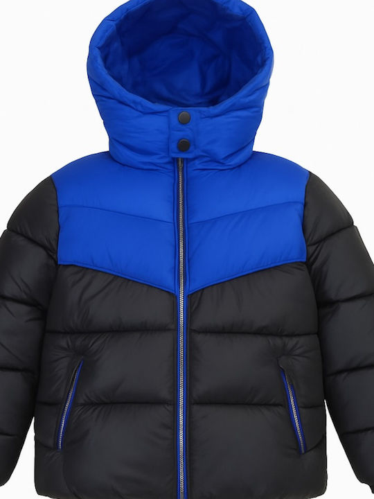 Παιδικό Καπιτονέ Μπουφάν με Κουκούλα Black Blue