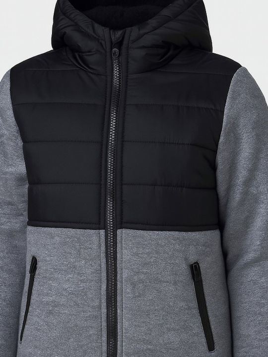 Kids' Casual Jacket with Hood Grey Black