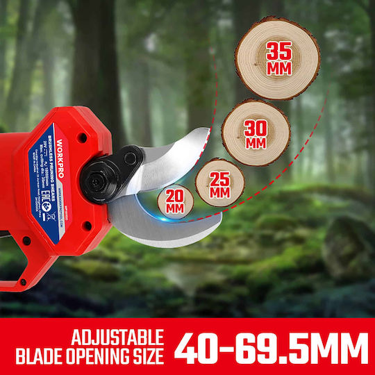 WorkPro Pruning Shears Battery 20V Solo with Maximum Cutting Diameter 35mm