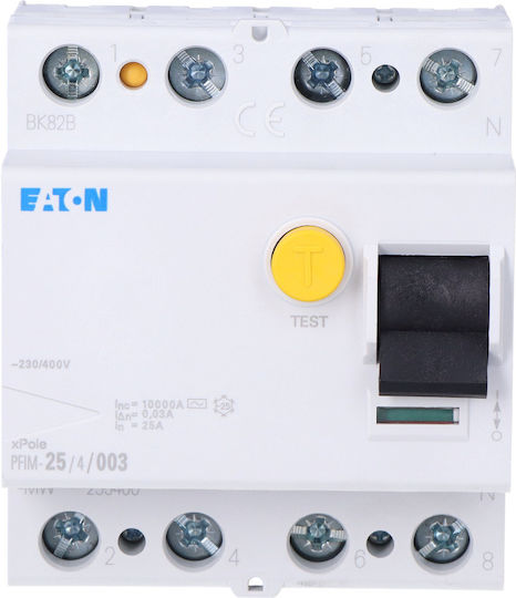 Eaton Ρελέ Ράγας Διαρροής 25A Τετραπολικό με Τάση 400V