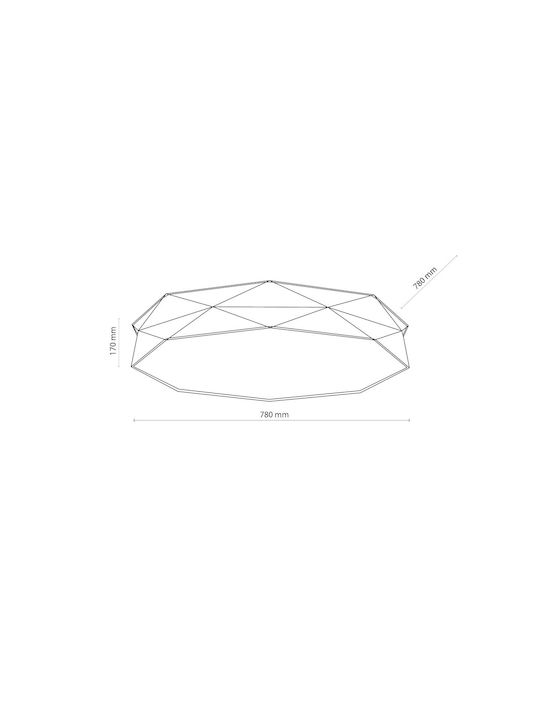 TK Lighting Kantoor Ceiling Mount Light 86cm Gray with Socket E27