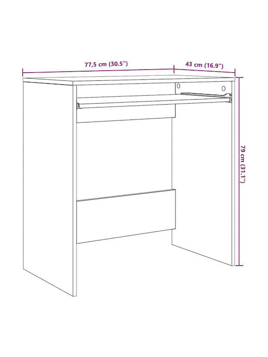 Γραφείο Υπολογιστή Ξύλινο Μαύρη Δρυς 77.5x43x79εκ.