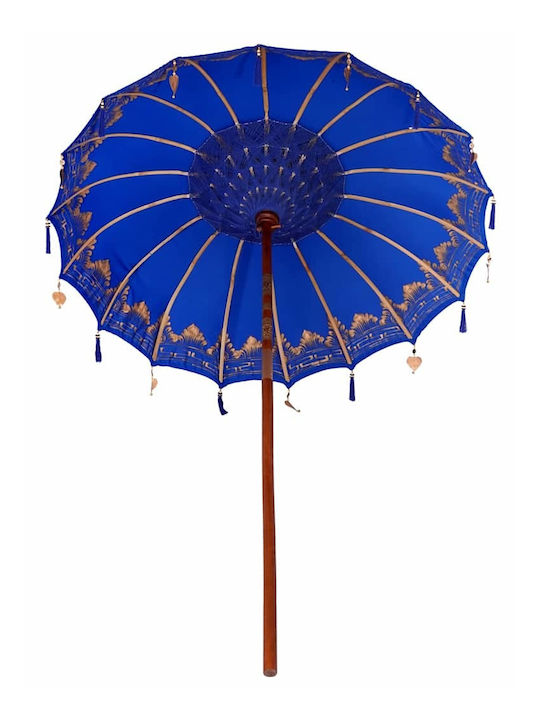 Round Wooden Blue Garden & Terrace Parasol Φ2.5xΥ2.5m
