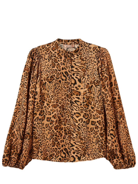 Μακρυμάνικο Γυναικείο Πουκάμισο Animal Print