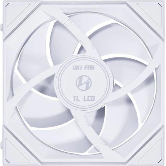 Lian Li UNI FAN TL LCD Case Fan 120mm with RGB Lighting and Connection 7-Pin 1pcs White