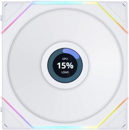 Lian Li UNI FAN TL LCD Case Fan 120mm with RGB Lighting and Connection 7-Pin 1pcs White