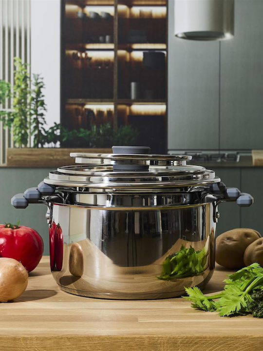 Cook Concept All-in-One X3 Easy Storage Pots Set from Stainless Steel Silver 3 Pieces