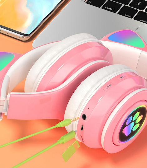 Aptel Kabellose Bluetooth Kinder Am Ohr Kopfhörer mit Radio mit 6 Stunden Betriebszeit Rosa