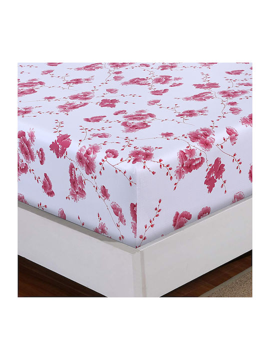 Casa Colori Cearșaf Dublu cu Elastic 140x200+30cm. Cherry Blossom Roz
