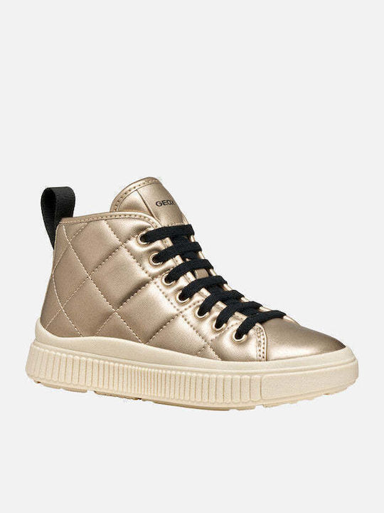 Laquinny Leather Kids Ankle Boots with Zipper Gold