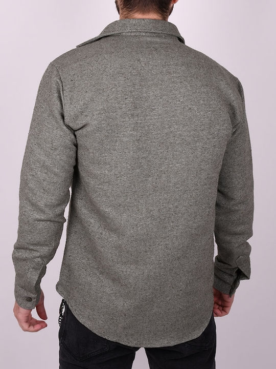 Long-sleeved Shirt in Wide Line Khaki