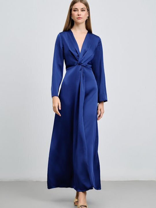 Maxi Dress for Wedding / Baptism Satin Blue