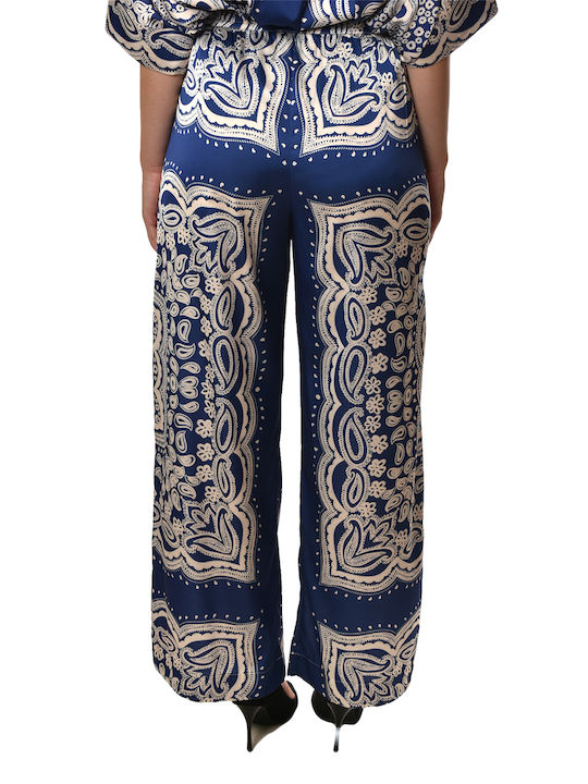 Dama Tesatura Pantaloni cu Elastic Blue