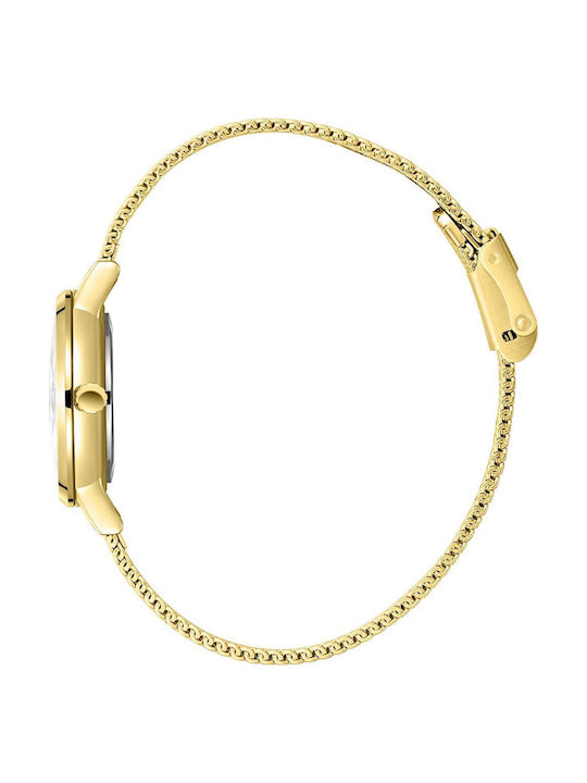 Lee Cooper Crystals Γυναικείο Ρολόι 28mm Μπαταρίας με Χρυσό Μεταλλικό Μπρασελέ