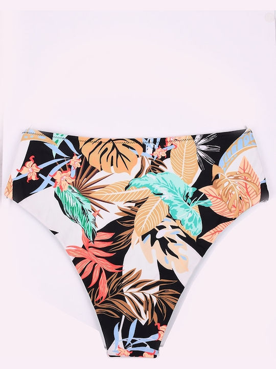 Set Bikini High Waist Floral Turquoise