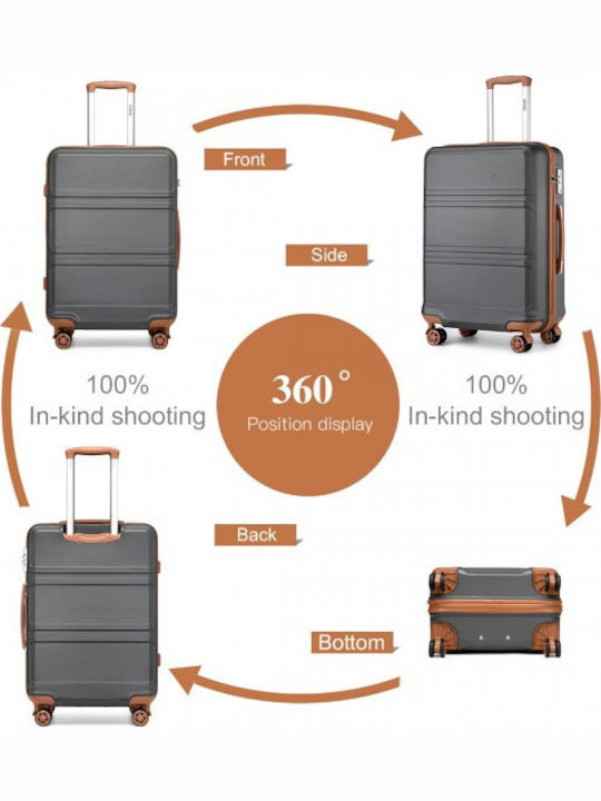 Miss Lulu Travel Suitcases Hard Grey And Brown with 4 Wheels Set of 2pcs