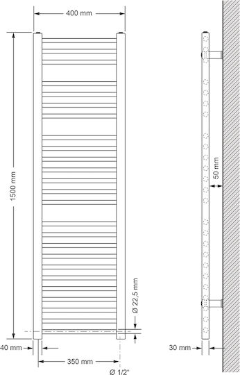 LuxeBath Ηλεκτρική Πετσετοκρεμάστρα 900W 150x40cm Μαύρη