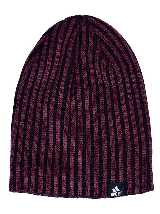 Beanie Ανδρικός Fleece Σκούφος Πλεκτός σε Μπορντό χρώμα