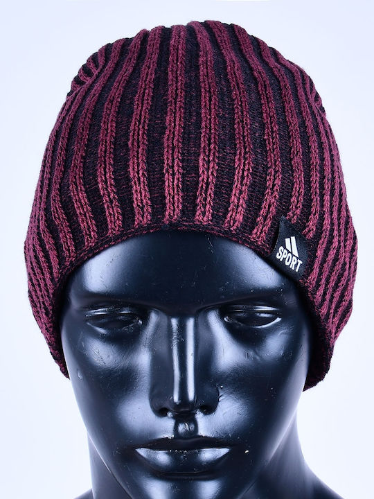 Beanie Ανδρικός Fleece Σκούφος Πλεκτός σε Μπορντό χρώμα