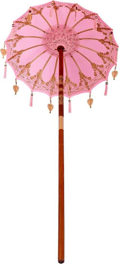 Round Wooden Pink Garden & Terrace Parasol Φ2.6xH2.6m