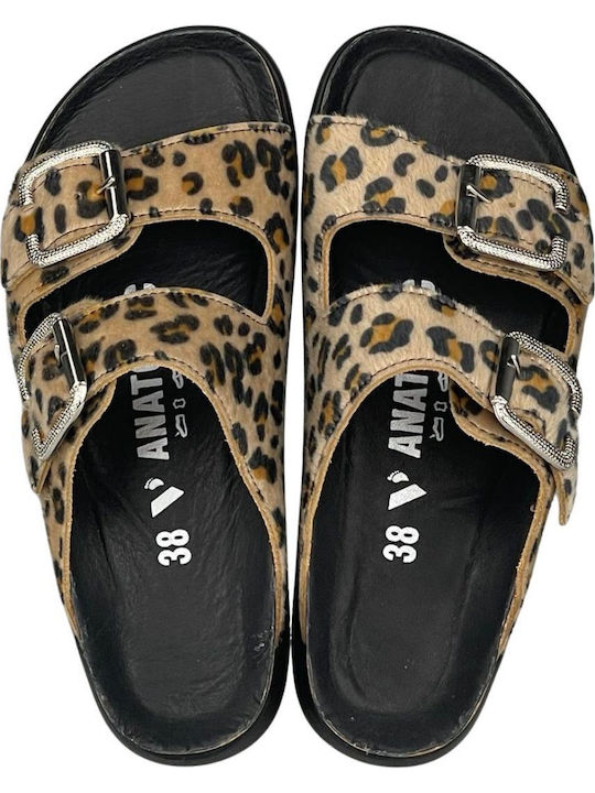 Leather Women's Flat Sandals Anatomic LEOPARD