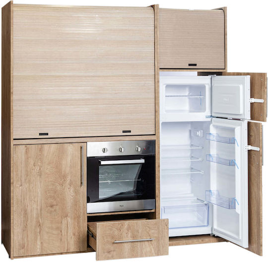 Silver Κσ190 Kitchenette with Left Sink Bowl 190x65x209cm Oak