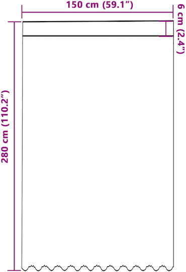 vidaXL Κουρτίνα Παραθύρου με Τρέσα Λευκή 150x280εκ.
