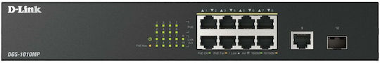 D-Link DGS-1010MP/E Unmanaged L2 PoE Switch με 8 Θύρες Gigabit (1Gbps) Ethernet και 1 SFP Θύρα