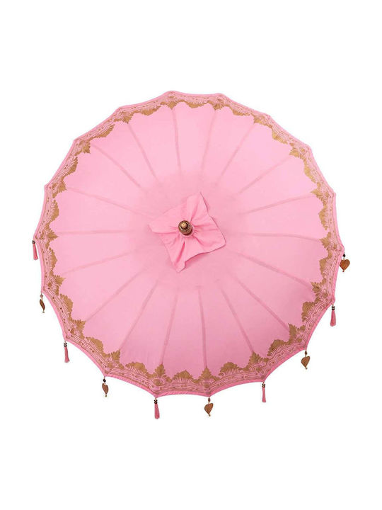 Round Wooden Pink Garden & Terrace Parasol Φ2.6xH2.6m