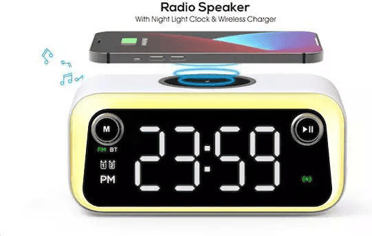 Ceas De Masă Digital Led Cu Ceas Deșteptător Radio Și Încărcare Wireless