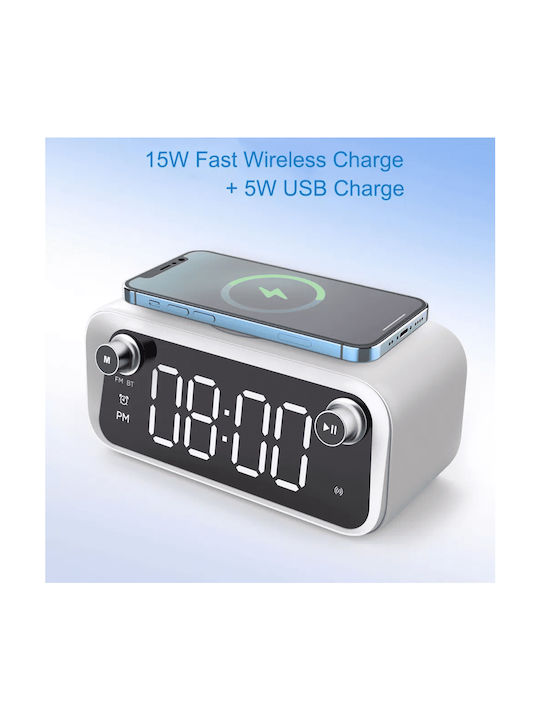 Ceas Digital de Masă cu Alarmă, Radio și Încărcare Wireless