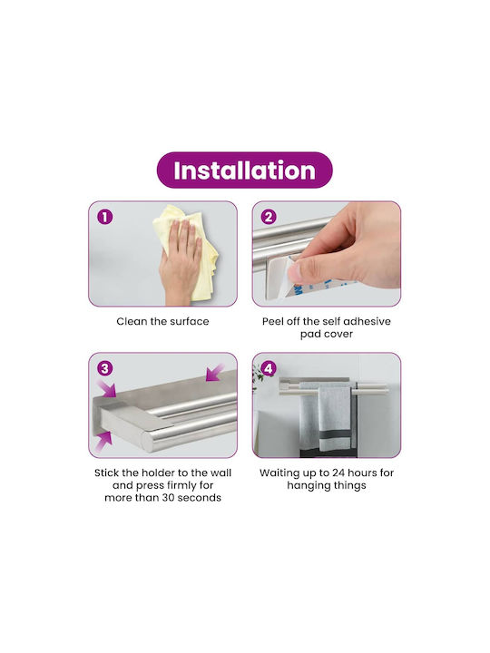 vidaXL Single Wall-Mounted Bathroom Shelf Unit ​40x9cm Inox Silver