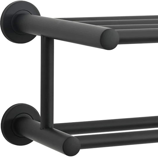vidaXL Single Wall-Mounted Bathroom Shelf Unit ​61x23cm Inox Black