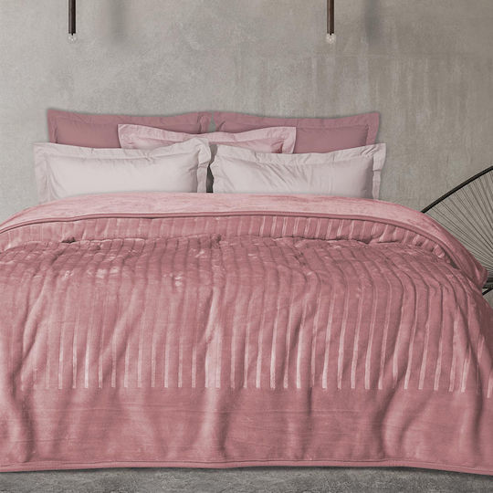 Das Home 1352 Pătură Catifea Supraînălțată 220x240cm Roz