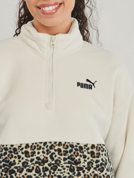 Puma Ess Graphic Women's Sweatshirt Jacket Ecru 688083-87
