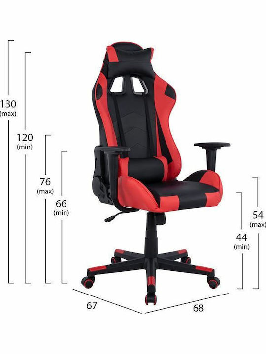 HomeMarkt HM1137.01 Καρέκλα Gaming Δερματίνης με Ρυθμιζόμενα Μπράτσα Κόκκινη